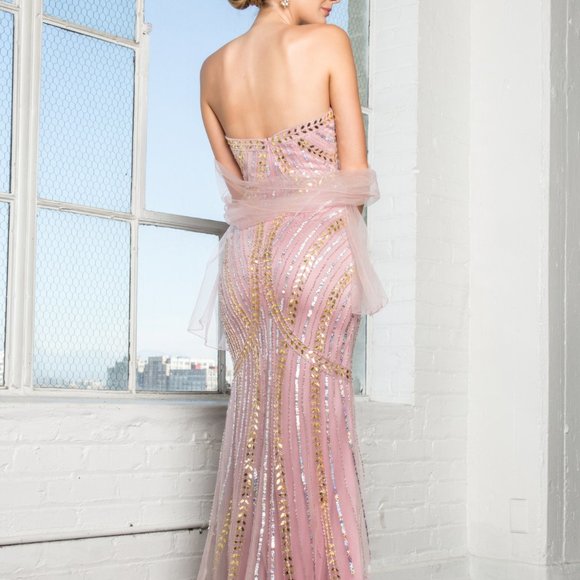 Sequined Sweetheart Strapless Prom Dress GSGL2089 - Picture 2 of 9